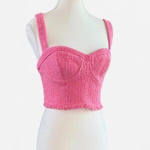 Zara Pink Corset Style Crop Top Bustier Tank Size Medium
